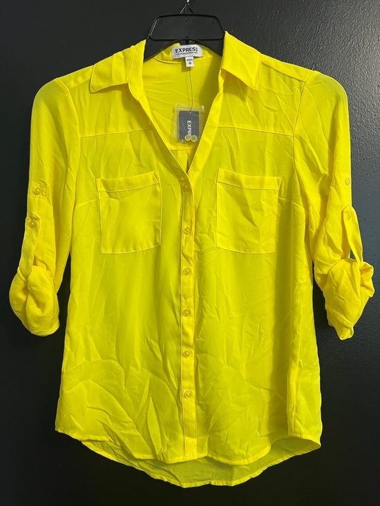 Express Tops - EXPRESS Portofino Highlighter Yellow  Button-Down Shirt